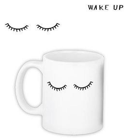 Кружка с принтом Реснички Wake up 330 мл (KR_18J046)