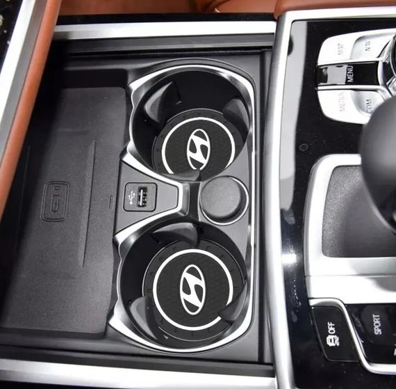 Силиконовый коврик в подстаканник с логотипом Hyundai комплект 2 штуки | Зображення 1