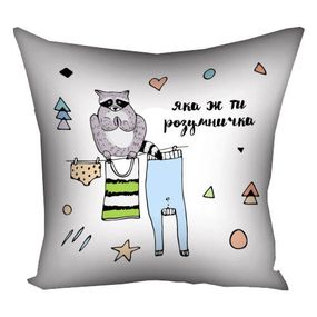 Подушка габардинова з принтом Яка ж ти розумничка 40x40 (4P_20F021)