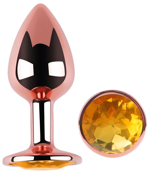 Анальная пробка с кристаллом EGZO - Rose Gold Round Plug Yellow size S Sex Aura | Зображення 1