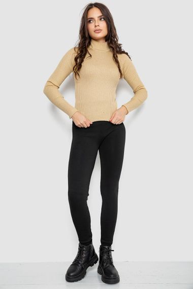 Водолазка жіноча в рубчик, колір бежевий, 214R91306 | Зображення 1
