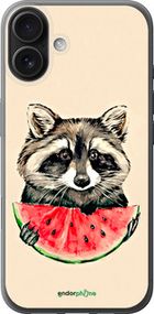 Чохол на iPhone 16 Plus Єнотик з кавуном "4605u-3714-2448"