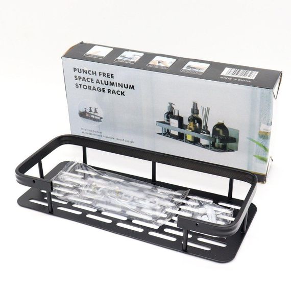 Металева полиця для ванної кімнати, 30х13х4,5 см, Bathroom shelf / Самоклеюча полиця органайзер / Поличка для ванни | Зображення 9