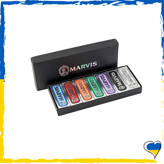 Подарункова коробка зубної пасти Marvis 7 Flavours Box 7x25мл (Classic Strong, Whitening, Aquatic, Ginger, Licorice, Jasmin , Cinn