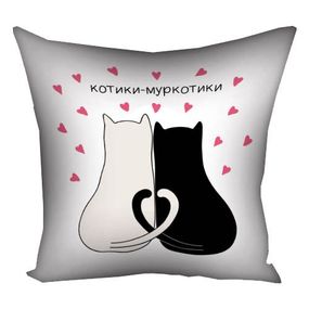 Подушка габардинова з принтом Котики-муркотики 40x40 см (4P_23NY037)