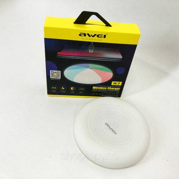 Бездротова зарядка з підсвічуванням 7 кольорів 10W 7 COLOR Awei W7 + WIRELESS CHARGE TO-43 | Зображення 4
