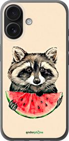 Чохол на iPhone 16 Єнотик з кавуном "4605u-3709-2448"