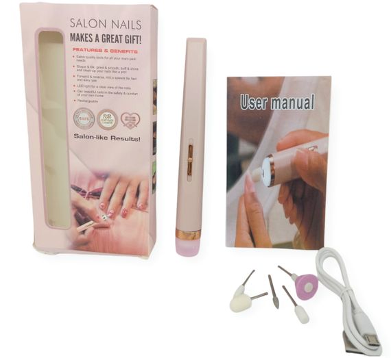 Фрезер для маникюра и педикюра Flawless Salon Nails с встроенным аккумулятором зарядка от ЮСБ USB бежевый