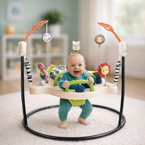 Детский игровой центр Fisher-Price Jumperoo с подсветкой и звуком / Развивающий игровой джемпер Бежевый