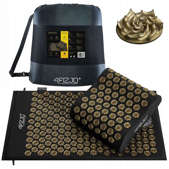 Килимок акупунктурний з подушкою 4FIZJO Ergo Mat Аплікатор Кузнєцова Black/Gold (P-5907739313881)
