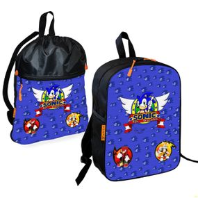 Школьный рюкзак детский Супер Соник + Сумка для обуви спортивной формы рюкзак-мешок для мальчика (01839)