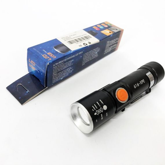 Ліхтарик на USB зарядкою для дому Police 616-XPE, Кращий тактичний ліхтар, Тактичні ліхтарі з зумом XP-71 | Зображення 6