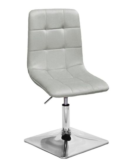Стілець поворотний із регулюванням висоти Tom 4-CH-Base, на квадратній хромованій ніжці-опорі велюр світло-сірий UC-909 | Зображення 3