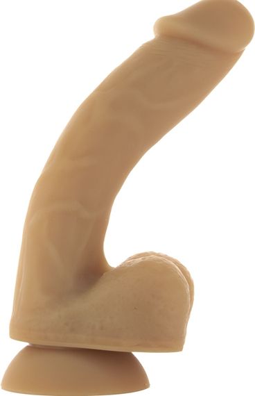 Гнучкий фалоімітатор на присосці ADDICTION — ANDREW 8″ Silicone Dong — Caramel, віброкуля в подаруно | Зображення 4