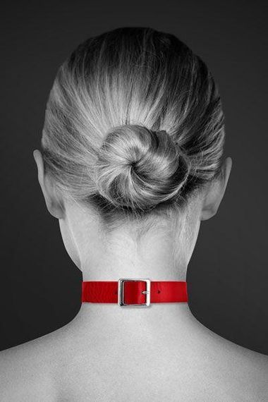 Чокер з кільцем для повідця Bijoux Pour Toi - FETISH, Червоний | Зображення 2