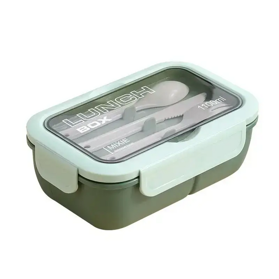 Контейнер герметичний для їжі Lunch box, Ланч Бокс із поліпропілену для їжі з приладами та кришкою | Зображення 3