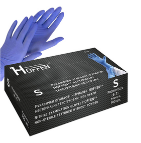 РУКАВИЧКИ НИТРИЛОВІ БЛАКИТНІ HOFFEN нестерильні, розмір S