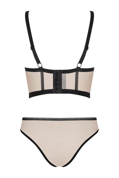 Комплект білизни Obsessive Nudelia top Тілесно-чорний L/XL (бюстʼє та трусики) | Зображення 5