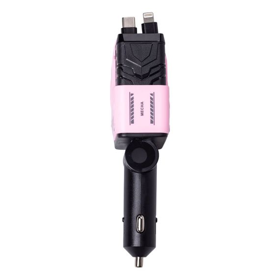 Автомобильное зарядное устройство MECHA с выдвижными кабелями и портами USB/Type-C Розовый HP-A1P | Зображення 3
