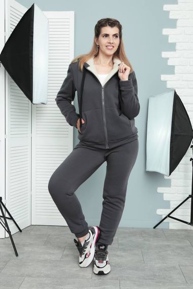 Женский теплый спортивный костюм на меху, GF5799 цвет серый, размер 50/52