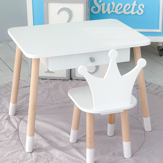Дитячий столик і стільчик корона білий. Столик із шухлядою для олівців і розмальовок 66928 | Зображення 6