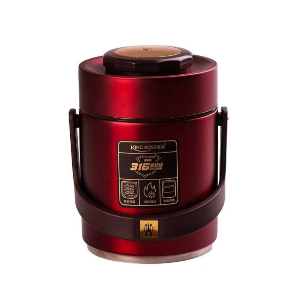 Термос для еды с 2 контейнерами из нержавеющей стали на 1.5 литра красный HP156R | Зображення 1