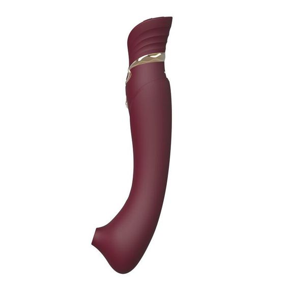 Смартвібратор 3в1 Zalo — Queen Wine Red, пульсівна перлина та вакуум, кристал Swarovski Sex Aura | Зображення 8