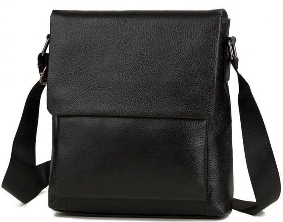 Сумка-месенджер шкіряна Tiding Bag чорна | Зображення 1