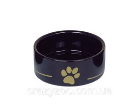 Миска для собак та котів Nobby Golden Paw керамічна чорна Ø 12.5x4.5 см 250 мл