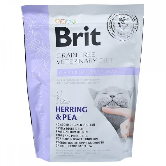 Корм сухий Brit Grain Free VetDiet Cat Gastrointestinal для котів з порушеним травленням з оселедцем лососем яйцем та горохо | Зображення 2