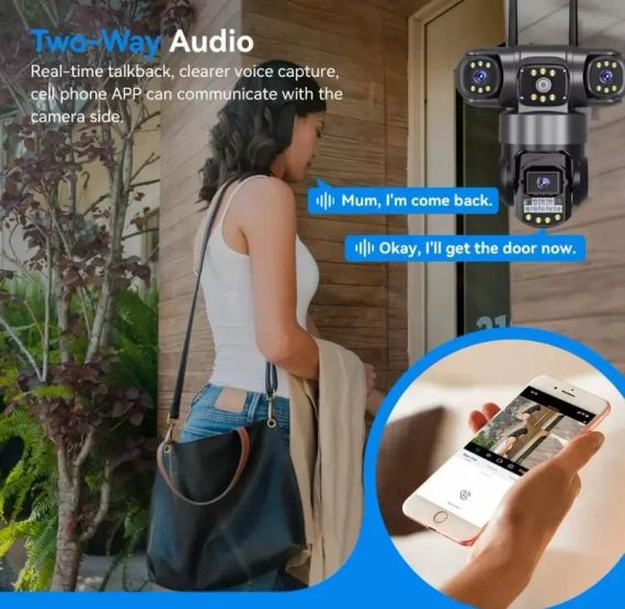 Вулична поворотна Wi-Fi IP-камера відеоспостереження EVKVO SC28 V380 Pro | 3 Лінзи | 16MP | Зображення 1