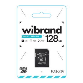 Карта Памяти Wibrand MicroSDHC 128gb UHS-1 U3 10 Class & Adapter