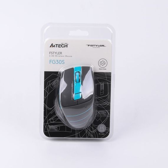 Миша бездротова A4Tech Fstyler FG30S (Blue), безшумна, USB, колір чорний+блакитний | Зображення 7
