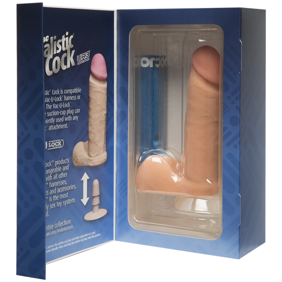Фалоімітатор Doc Johnson The Realistic Cock 6 inch White – ULTRASKYN, Vack-U-Lock, діаметр 4,3 см Sex Aura | Зображення 4