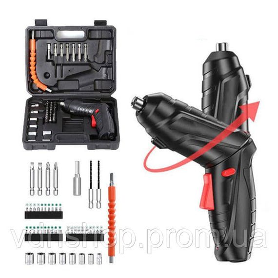 Шуруповерт акумуляторний з насадками 47 предметів у кейсі викрутка акумуляторна в валізі CN-98 | Зображення 7