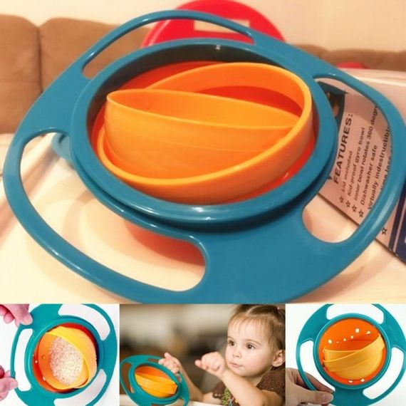 Дитяча тарілка-непроливайка "Universal Gyro Bowl", тарілка непроливайка неваляшка, посуд для дітей | Зображення 7