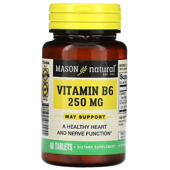Пиридоксин Mason Natural Vitamin B6 250 mg 60 Tabs