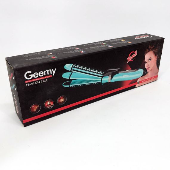 Плойка-праска 3в1 Geemy GM-2922 Плойка для створення об'ємних зачісок, Стайлер для завивки. Колір: блакитний | Зображення 2