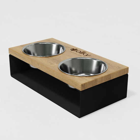 Миски на подставке из цельного металлического листа для собак и котов Hollky SteelWood S (2 × 0,45 л) SWS-36188-BLNT | Зображення 4