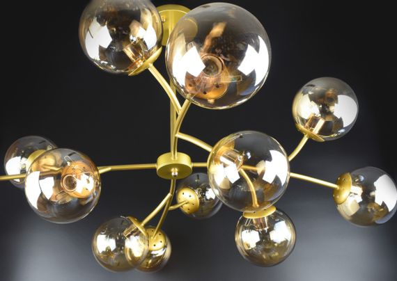 Люстра стельова на 12 лампочок 26207 Золото 45-65х110х110 см. | Зображення 4