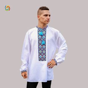 Рубашка Украинская вышиванка 537 цвет белый размер XXL/3XL