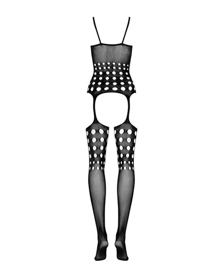 Бодістокінг Obsessive Bodystocking G310 S/M/L, топ, панчохи, підв’язки, круглі вирізи | Зображення 5