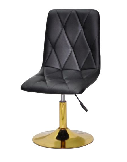 Стілець Melvin (Fred) GD-Base, на золотій круглій нозі-опорі, з регулюванням висоти, м'яке сидіння екошкіра колір чорний