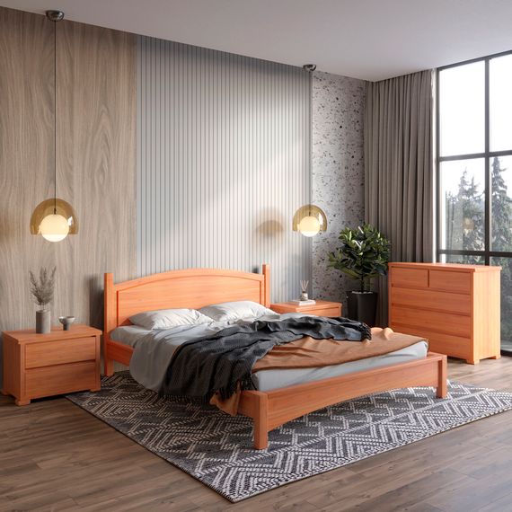 Двоспальне дерев'яне ліжко Mebigrand Мангеттен Н Яблуня 140х190 см (MBG-3408)