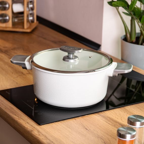 Алюмінієва каструля з керамічним покриттям антипригарним об'ємом 2 літри Ø 20 см Білий MGC HP-4-452W | Зображення 4