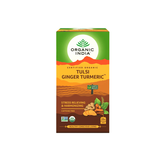 Органічний індійський чай з куркумою та імбиром, Тулсі  25 пакетиків Organic India 801541512812