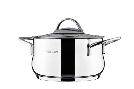 Каструля Ardesto BLACK MARS, скляна кришка, 2.3 л, нержавіюча сталь (AR0723S) | Зображення 1