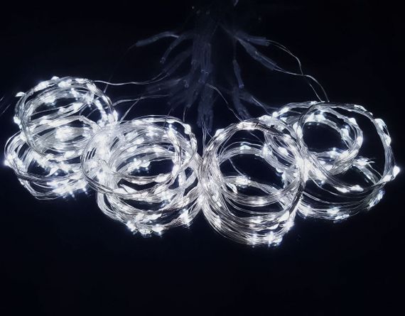 Гірлянда штора 2x1.5 метри, 150LED, "світлодіодні краплі" від USB, холодний білий колір, 8 режимів + пульт | Зображення 4