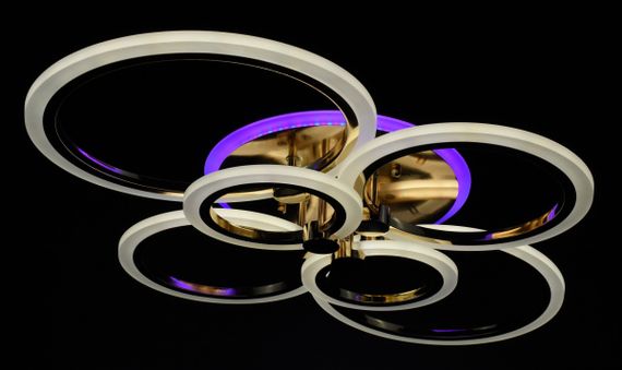 Люстра світлодіодна стельова LED світильник для квартири на стелю лед з пультом 26946 Золото 11х57х77 см. | Зображення 7