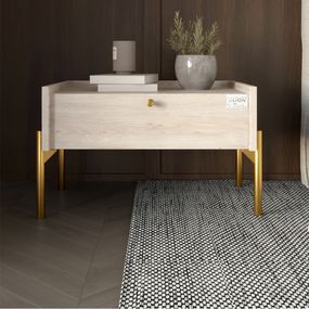 Тумба приліжкова LION Wood з однією шухлядою Самоа Димчастий (золоті ножки) (LION-041330)